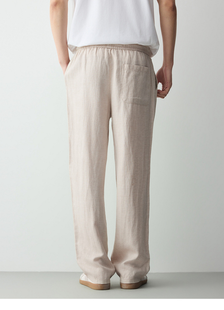 Quần kaki nam công sở chất liệu linen phối sợi Lyocell — đen chi tiết 17