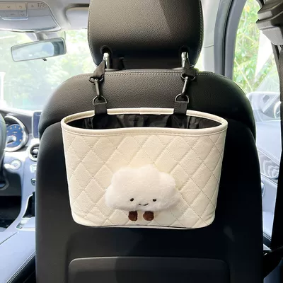 Car storage bag/box — Storage Bag Trash Can Cartoon - plush-clouds-white-storage-pocket