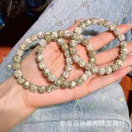 海南原生态星月菩提精工雕刻凹面无相绿幽灵鸡油黄顺白男女款手串