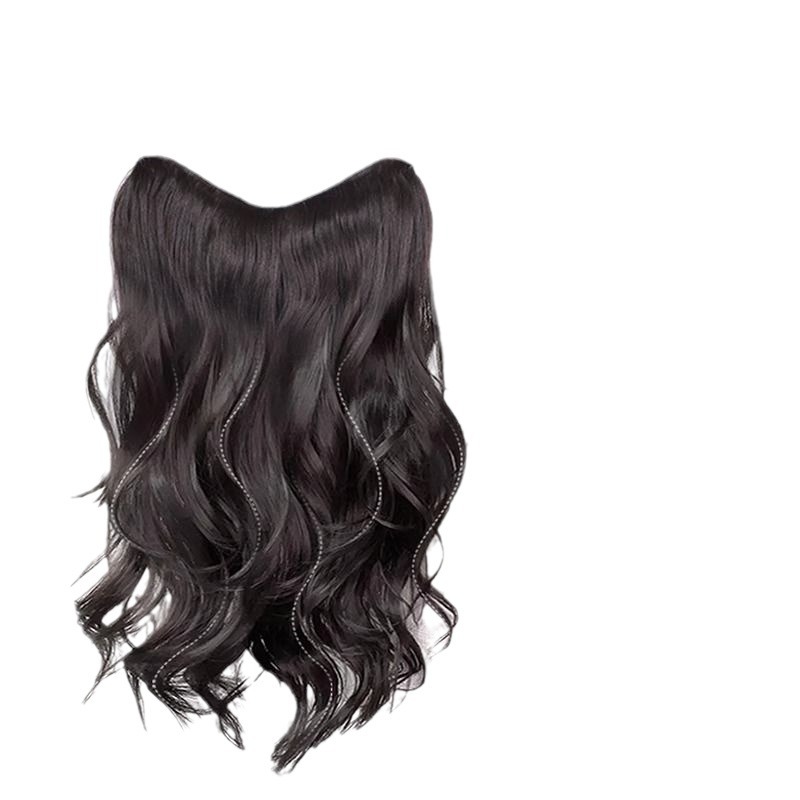 Película de peluche para mujer, cabello largo, invisible de una pieza, cabello de simulación en forma de U, volumen adicional, parche de cabello esponjoso de alto nivel