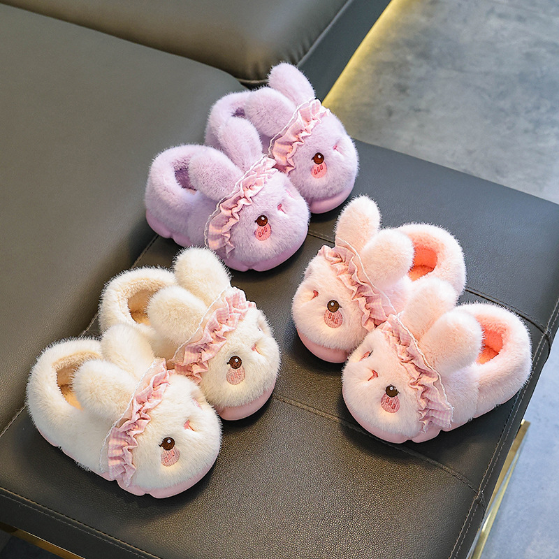 Bolsa de invierno para niños zapatos de algodón para niñas calentamiento y pelusa de fondo grueso para padres e hijos zapatillas de algodón para niños pequeños y medianos