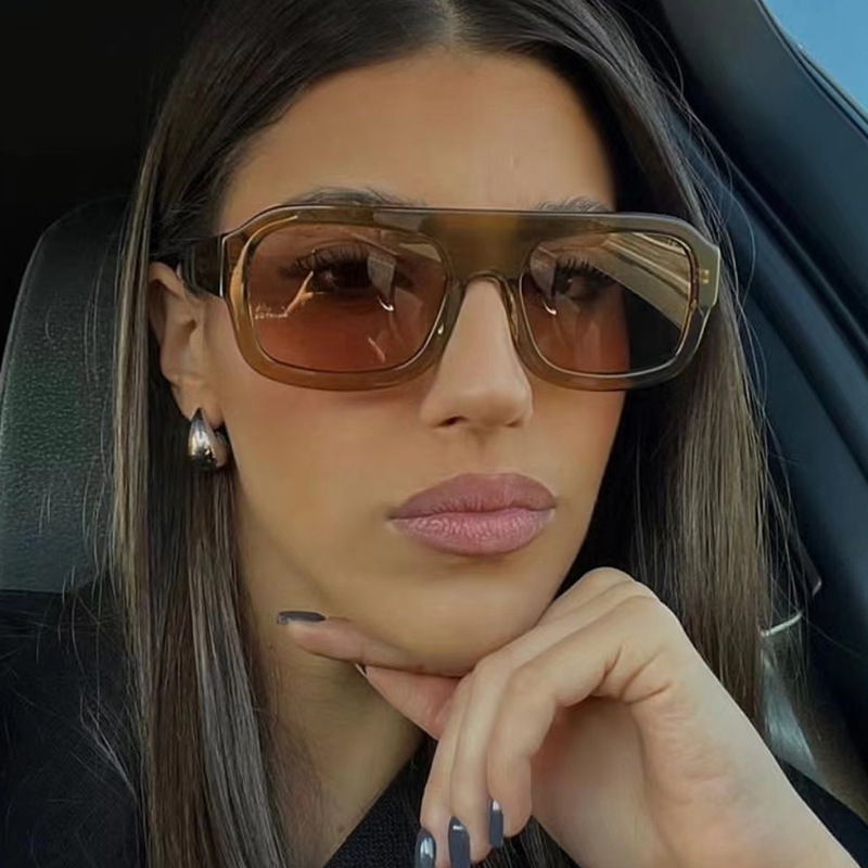 2024 Gafas de sol de montura de piloto de una sola viga simples de alta gama transfronterizas