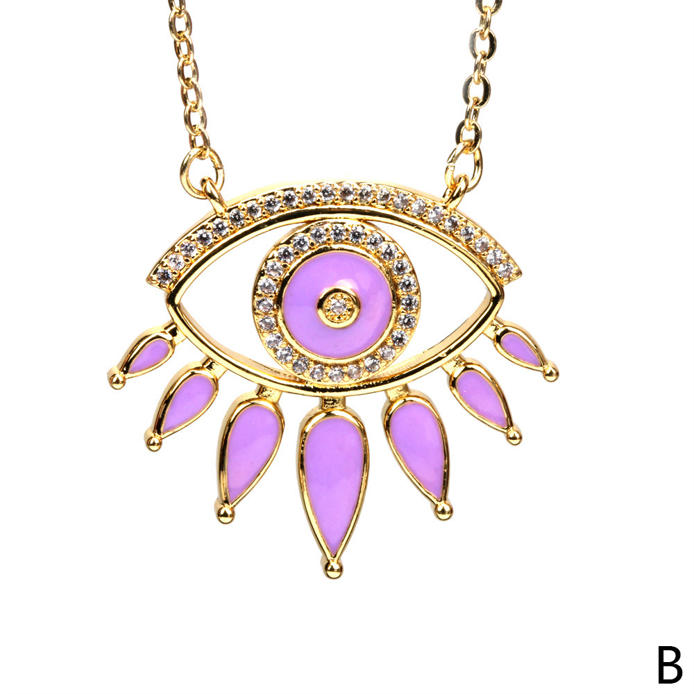 devilu0027s Eye Pendant Copper Drop Oil Necklace Female Simple Clavicle Chain