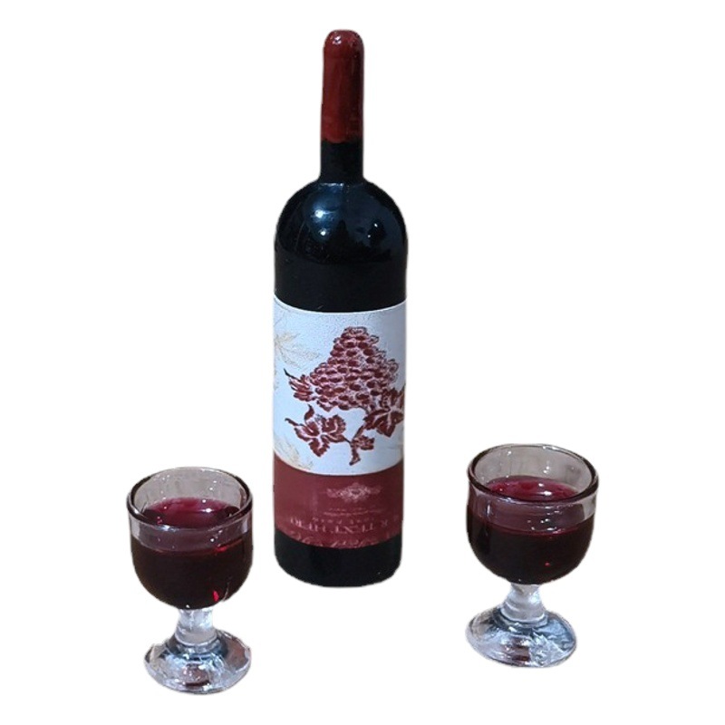 Casa de muñecas pequeño paño casa de muñecas accesorios escena modelo miniatura comida y juego bar bodega decoración simulación botella de vino