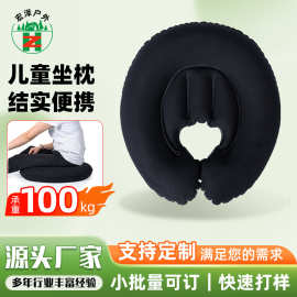 批量户外野营椭圆儿童款充气坐枕便携TUC植绒充气坐垫生产厂家