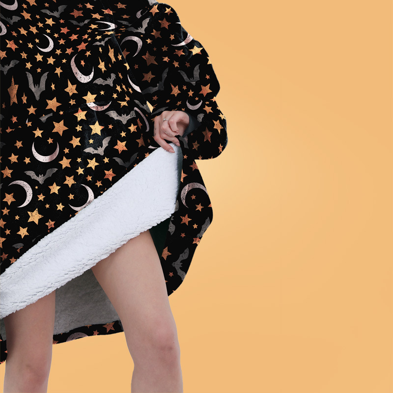 Halloween manta adulto suave franela con capucha bolsa de dormir Wearable Loose capa pijamas hogar