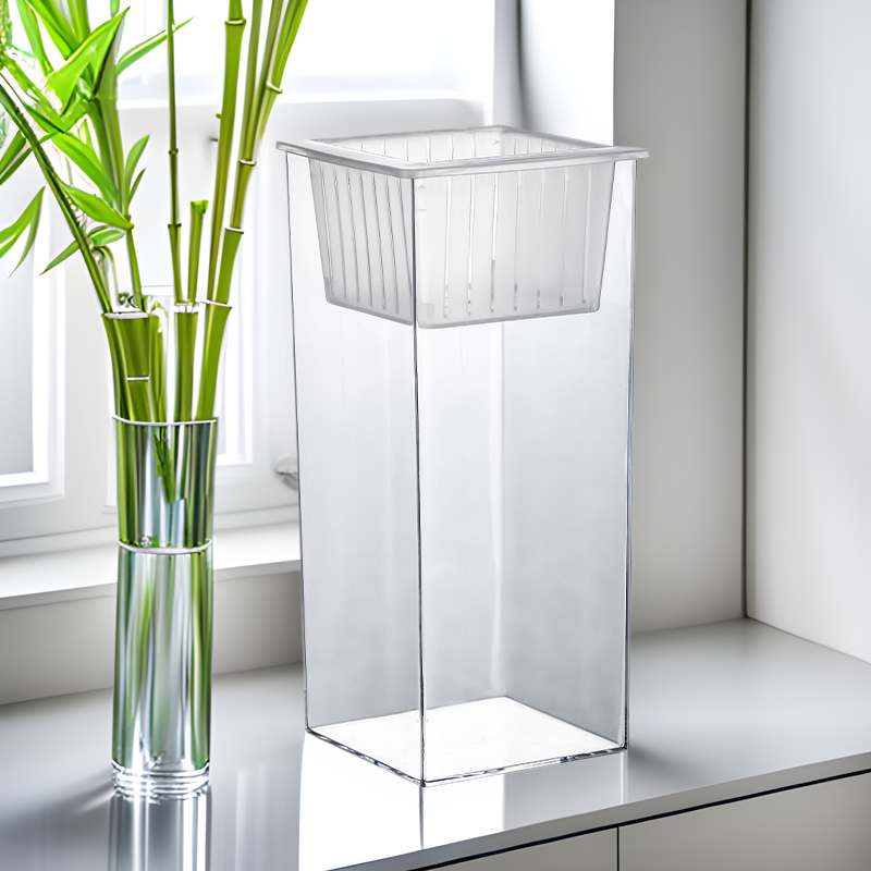Transparent square rich bamboo hydroponic flower vase ornaments fish tank container goldfish green plant ornamental micro landscape ecological tank