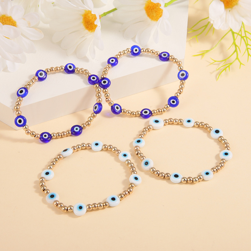 Fashion Devilu0027S Eye Beaded ceramics Irregular Plating Womenu0027S Bracelets 4 Pieces