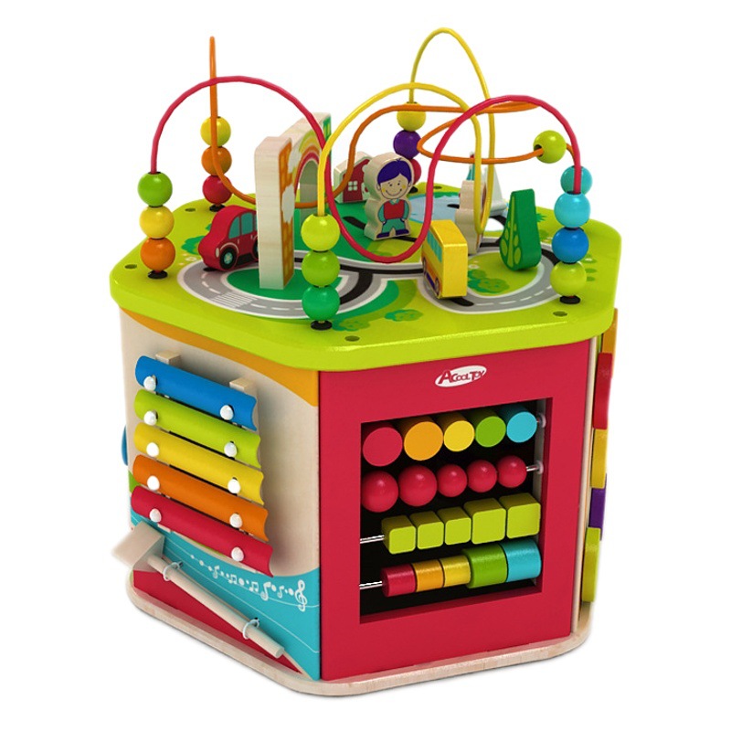 Siete en uno para niños, bloques de construcción grandes de 1-3 años, educación temprana multifuncional, caja del tesoro, juguetes de regalo