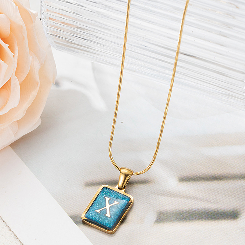 304 Stainless Steel Basic Classic Style Commute Enamel Geometric Letter Pendant Necklace display picture 27