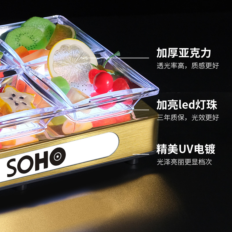 Bar snack plato LED snack plato partido KTV mesa especial merienda fruta plato limpieza barra luminosa fruta placa rack