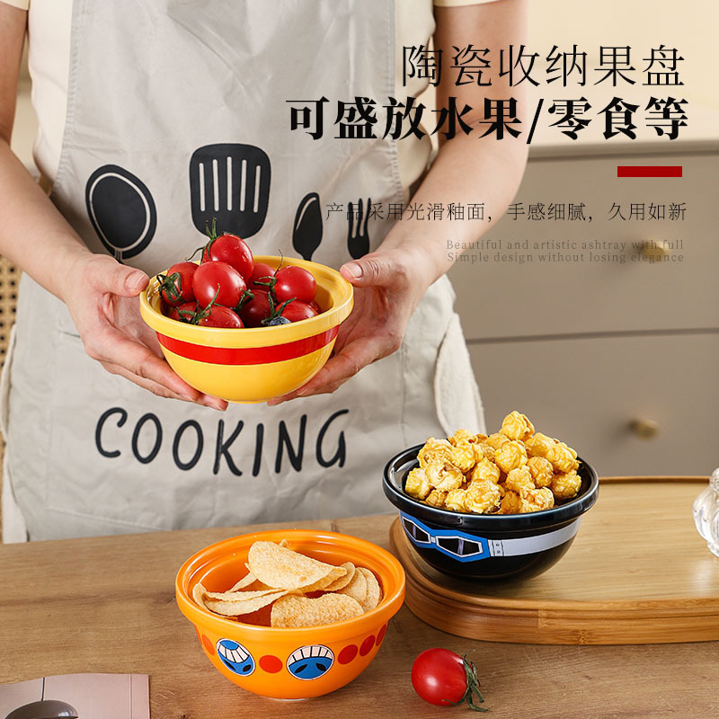 One Piece Snack Bowl Cerámica Luffy Creativa Ace Cup Sabo Bo