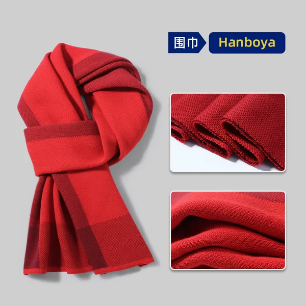 High-End Cashmere Scarf for Men, Autumn and Winter 2026 New Style, Versatile, Warm, Thickened, Plaid Knit, Windproof, Long Neck Warmer
