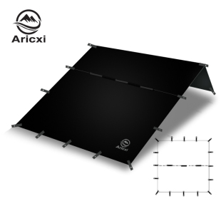 Iris vinyl full shading sunscreen outdoor camping 210T polyester taffeta black vinyl canopy