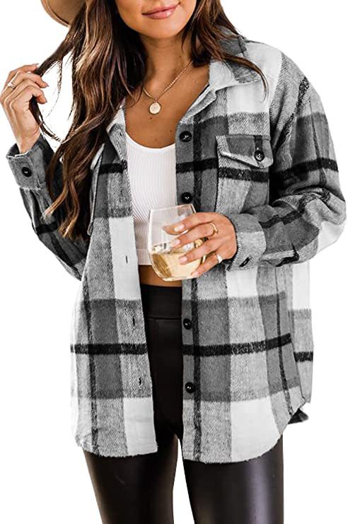 Women's Clothing Plaid Shirt American Style Long Sleeved Collared Loose Fit Mid Length Coat For Autumn Winter_ecoleips.com