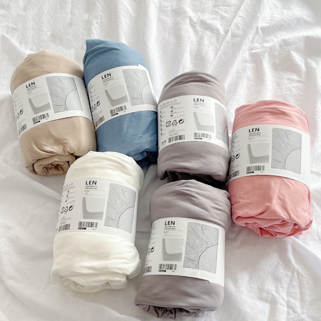 Breathable Knitted Cotton Single Bed Sheet, Non-Slip Fixed Mattress Protector, Fully Enclosed Bed Cover, Anti-Mite, Skin-Friendly Bed Sheet Style