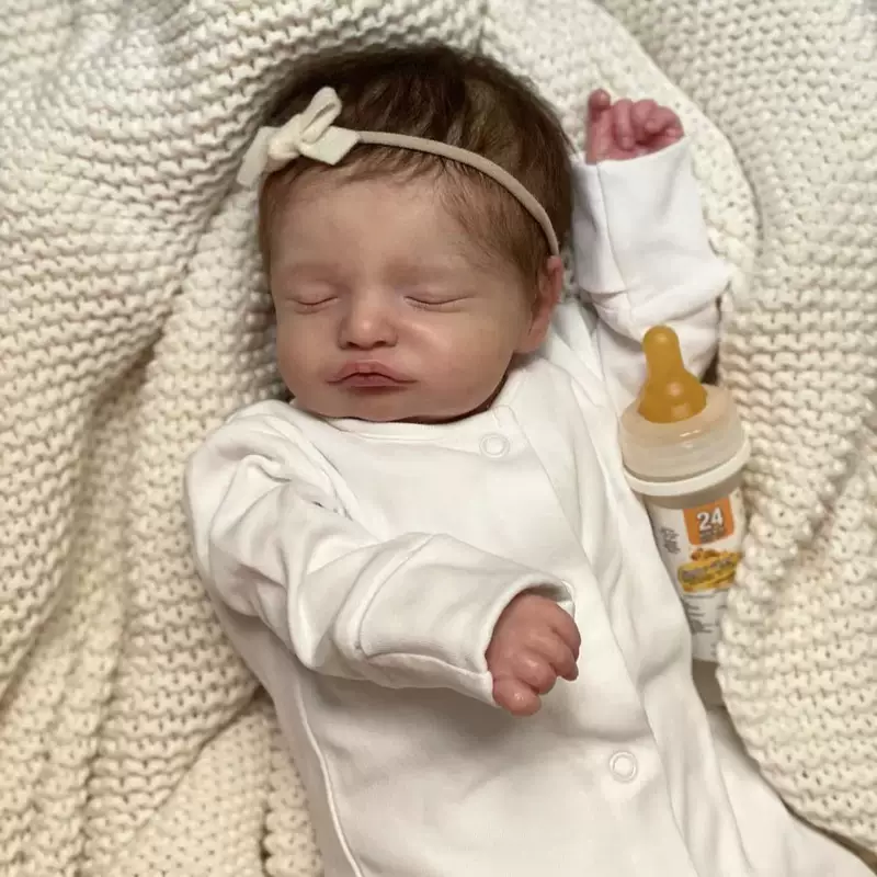 Реалистичная кукла reborn Cokela Rasalie, 49 см, тканевое тело, вшитые коричневые волосы