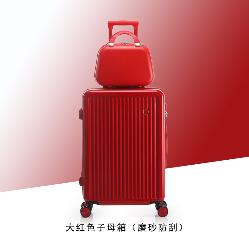 Cubierta delantera abierta equipaje viaje de negocios caja de contraseña caja de embarque caso de la carretilla del estudiante rueda universal caja de cuero al por mayor