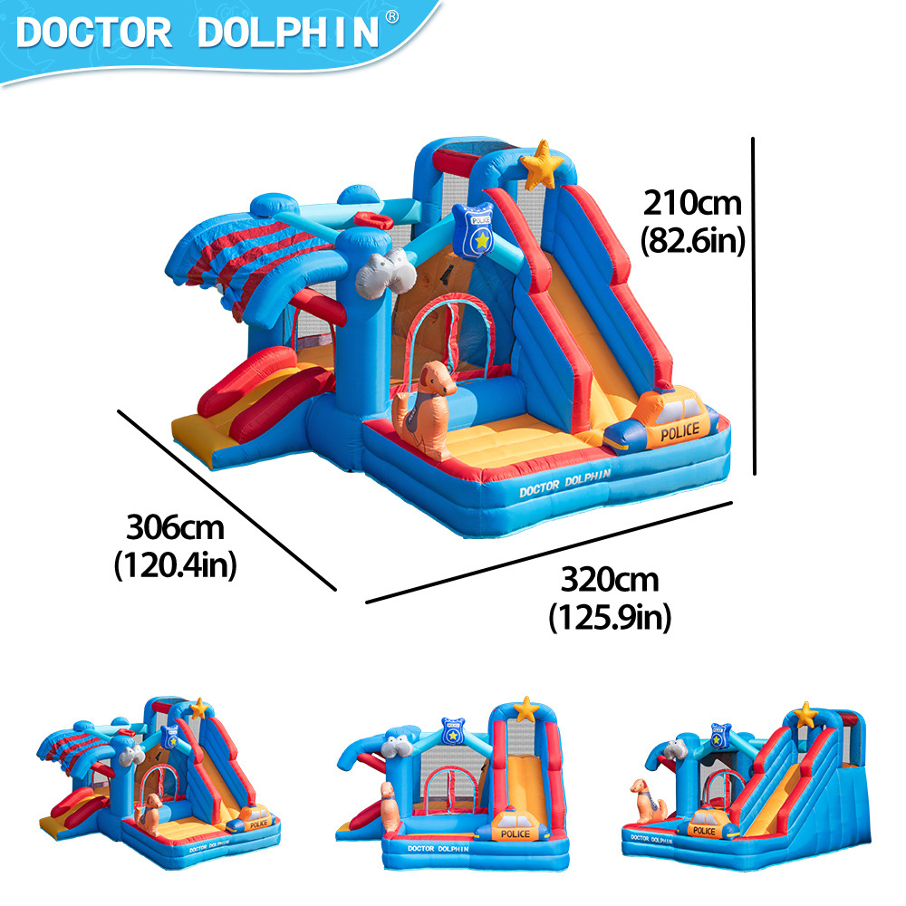 Dr. Dolphin | Pequeño castillo doméstico, animal doméstico, policía, castillo hinchable, castillo de paraíso infantil familiar