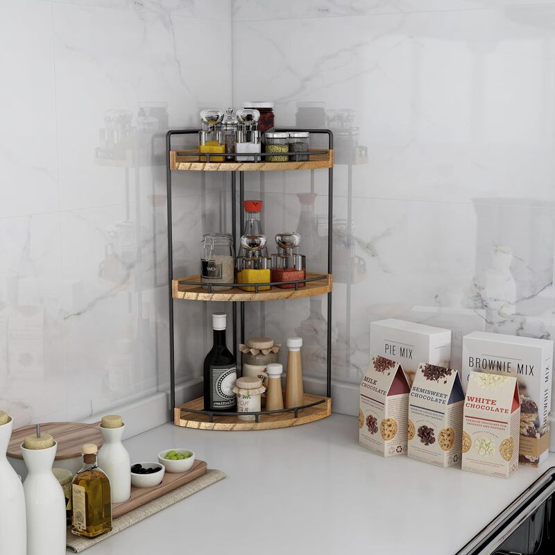 Dorhors 3-Tier Corner Bathroom Storage Countertop for Storage, Vanity Tray, Kitchen, Bath