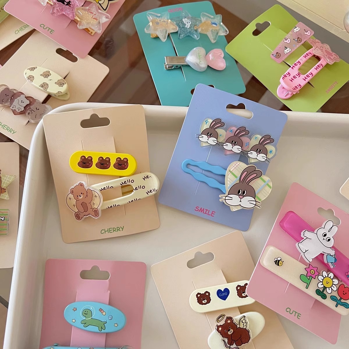 Oso de conejo de dibujos animados lindo horquilla clip lateral flequillo lateral clip frente horquilla rota pequeño clip tocado clip de pico de pato