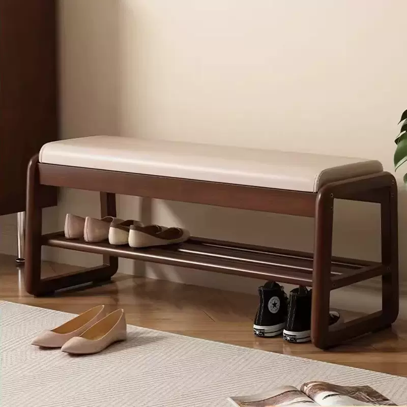 实木换鞋凳家用穿鞋凳软包凳子玄关鞋柜一体进门可坐多层入户鞋架
