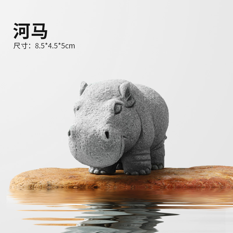 Pecera Arenisca azul Arenisca Dibujos animados Decoración de paisaje de bonsai de león Hippo Decoración de micropaisaje Tallado a prueba de piedra