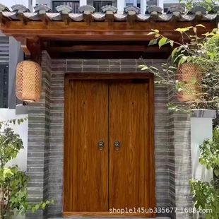 Old Elm Antique Chinese Style Door Courtyard Self-built Enclosed Wall Courtyard Door Huizhou Courtyard Wall Door Solid Wood Double Door