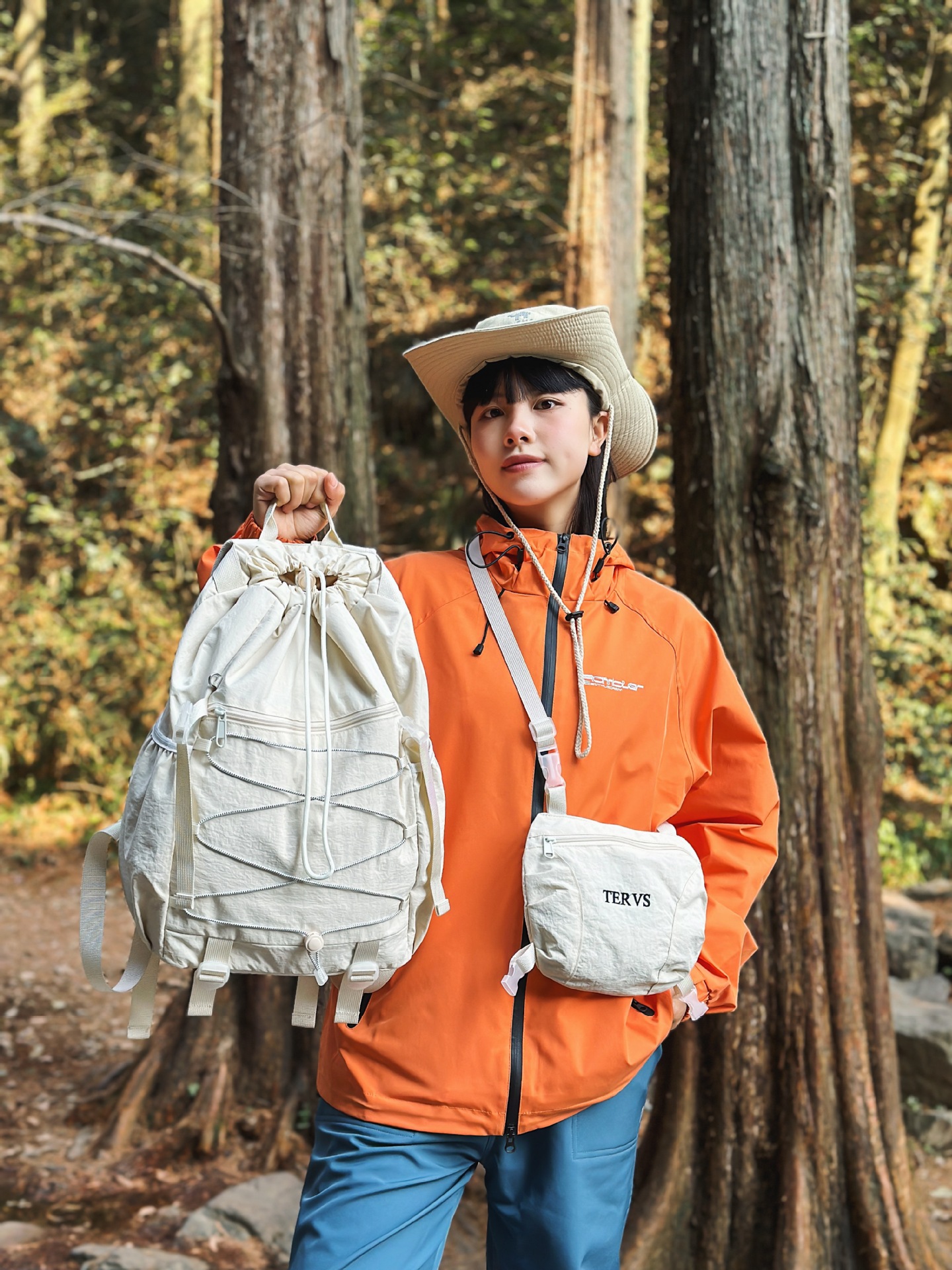 Cross-Border Outdoor Mountaineering Men's and Women's Large-Capacity Two-Piece Backpack Lightweight Water-Repellent Drawstring Travel Sports Backpack