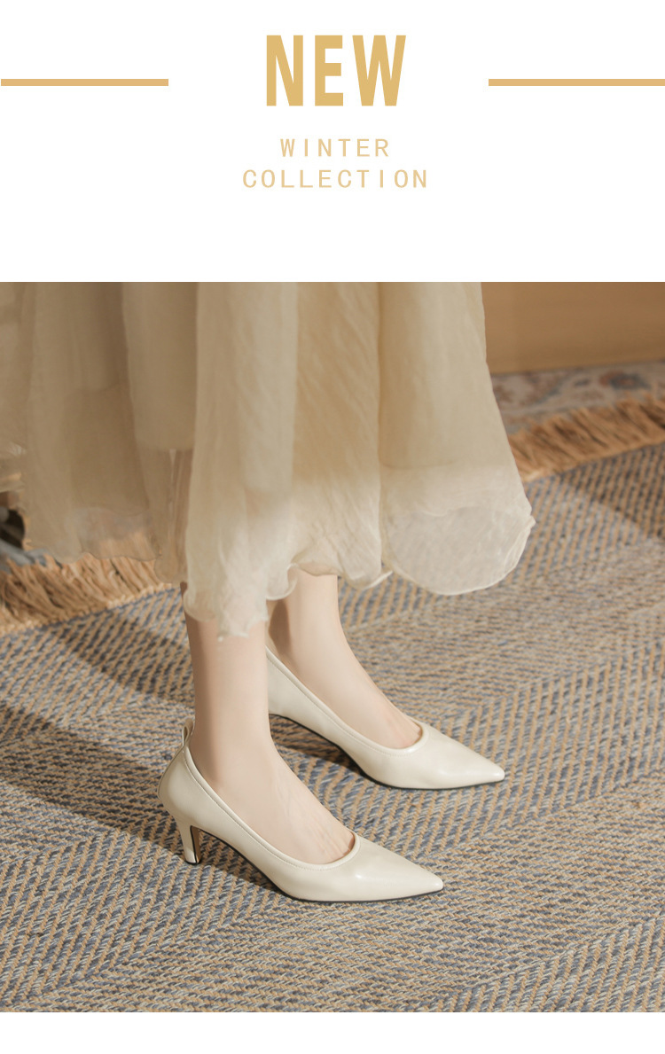 Giày cao gót mũi nhọn miệng nông Jingang ZX60001 – giày stiletto đa năng xuân thu 2025 — màu đen chi tiết 2