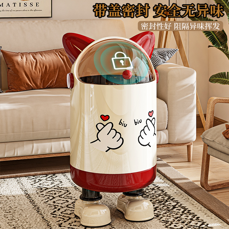 Bote de Basura de Doble Capa con Tapa y Orejas de Gato, Abatible y de Gran Capacidad para Sala de Estar y Dormitorio