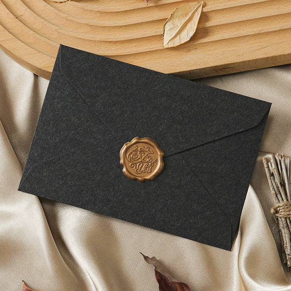 Short charcoal black envelope 1+1 fire lacquer seal