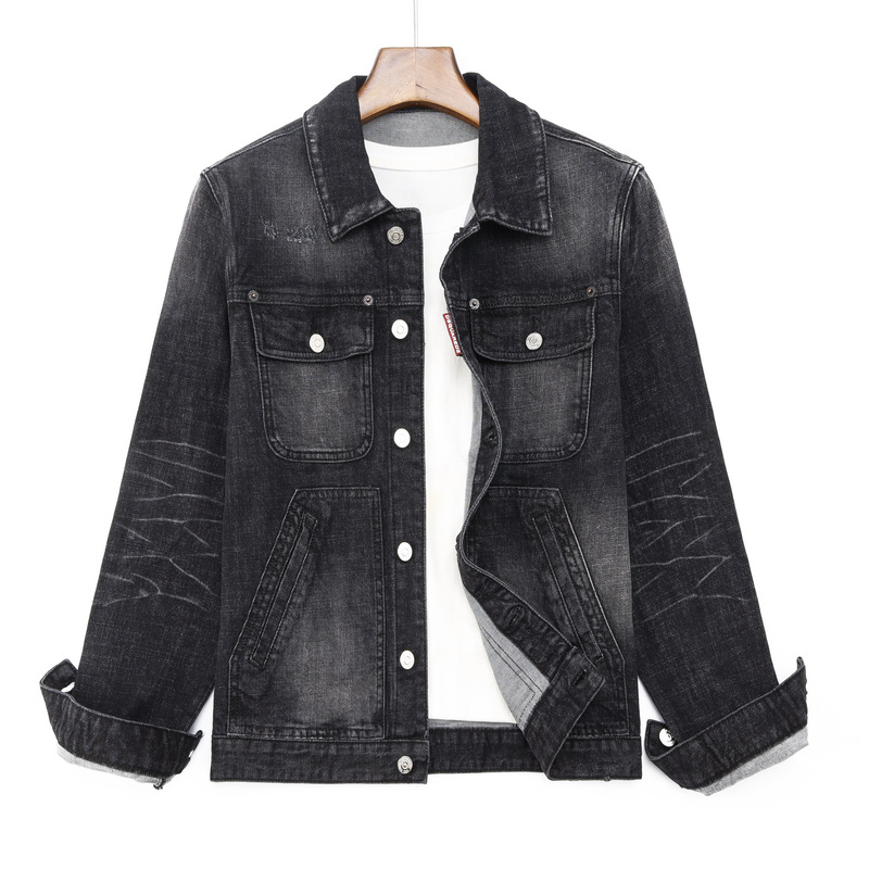 2024 autumn and winter fashion washed tight male god personality nightclub fashion rainbow D2 Denim coat men