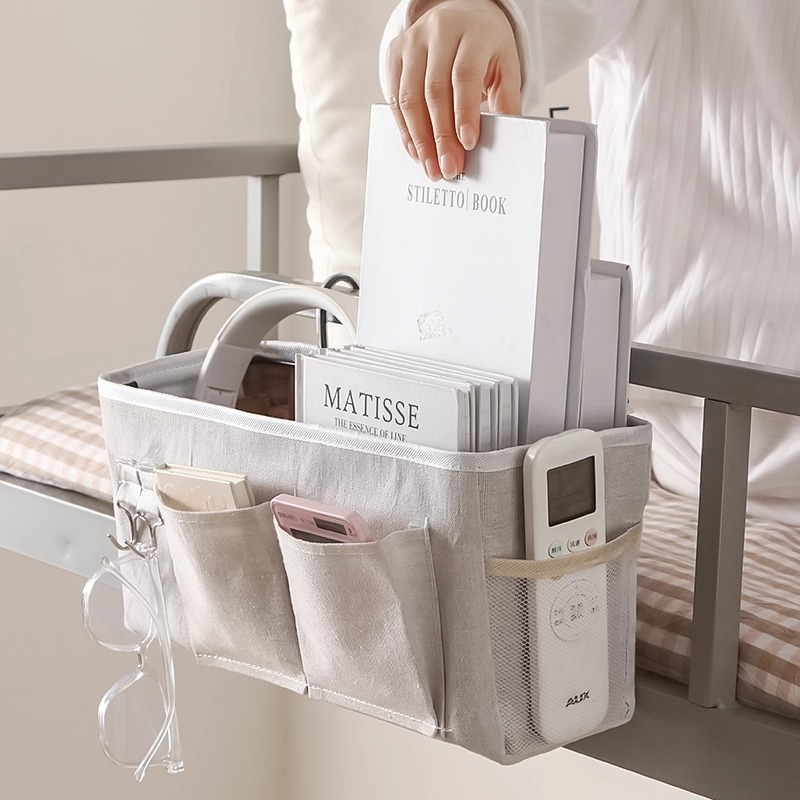 Estante de almacenamiento de dormitorio bolsa colgante multifuncional colgante al lado de la cama tipo colgante de baño algodón canapé cesto de almacenamiento bolsa colgante de cabecera de cama image 3