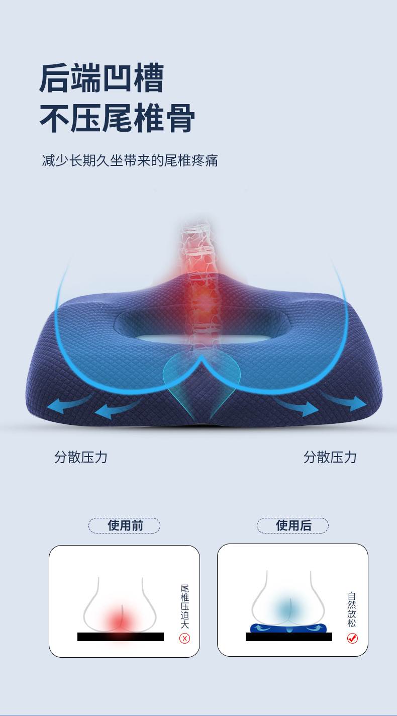 Circular Car Seat Cushion Sedentary Breathable Memory Foam Cushion Chair Car Seat Cushion Thickened Ass Cushion