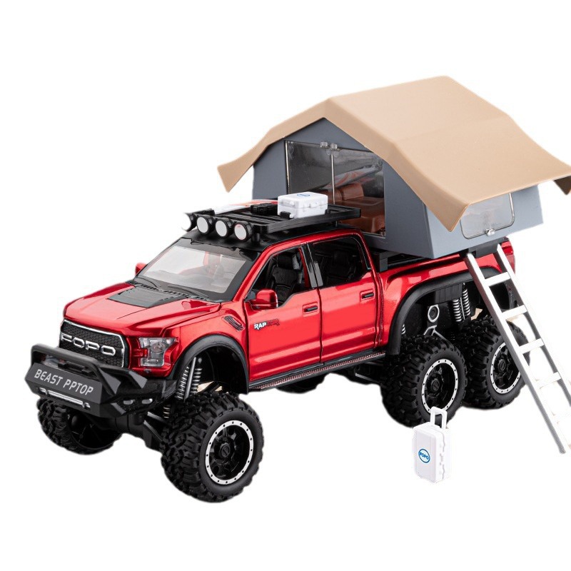 1:24 자동차 포드 랩터 F150 RV 버전 시뮬레이션 합금 자동차 모델 장식품 어린이 장난감 자동차 장식품