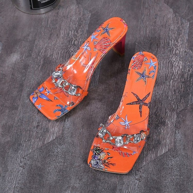 retro chain high-heeled round toe sandals Nihaostyles wholesale clothing vendor NSYBJ71261