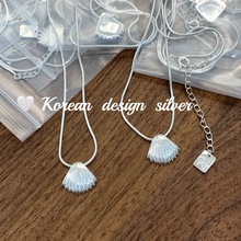 日系韩版气质时髦锁骨链 S925纯银贝壳蛇骨项链女叠戴高级感