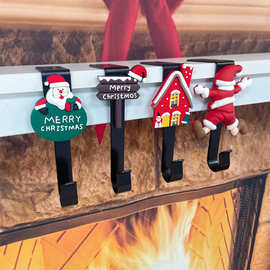 跨境圣诞挂钩亚马逊热卖圣诞节装饰袜金属挂钩长筒袜万圣节挂钩子