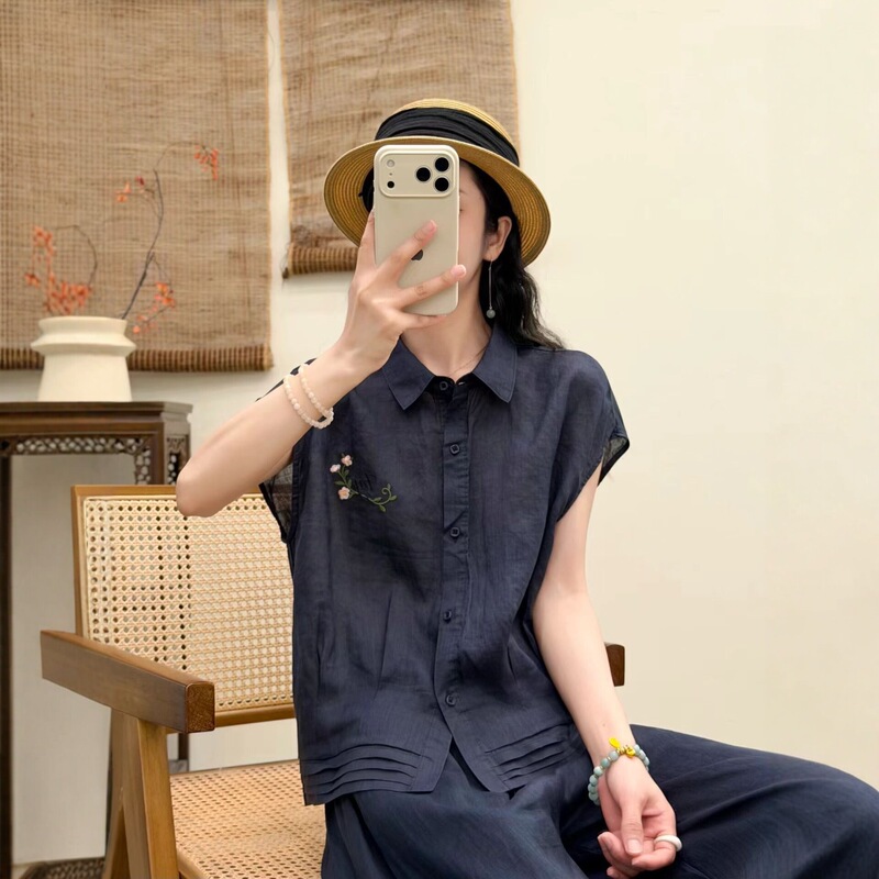 2026 Summer New Style Ramie Shirt, Short-Sleeved Cardigan, Artistic Casual Women's Top, Fully Hemmed Cardigan 2026 Summer New Style Ramie Shirt, Short-Sleeved Cardigan, Artistic Casual Women's Top, Fully Hemmed Cardigan