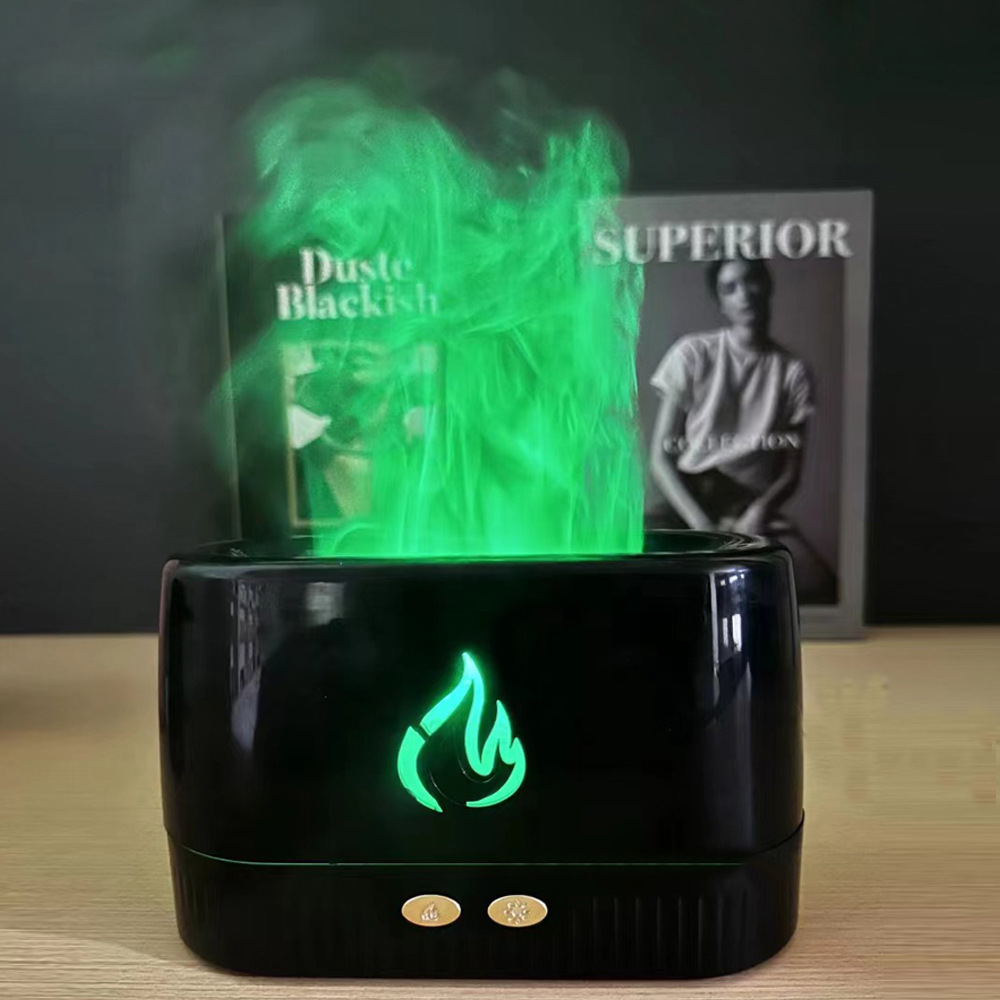 Nueva máquina de aromaterapia de llama de simulación colorida atmósfera luz nocturna humidificación interior atomizador fragancia aceite esencial humidificador