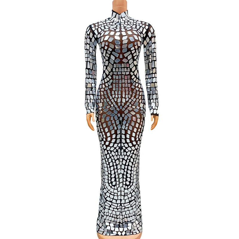 Cross-border costume nightclub bar full of diamonds slim dress singers ball performance banquet party dress