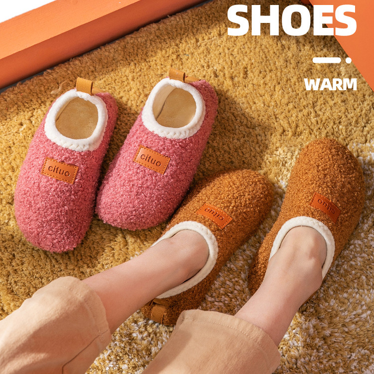 Wholesale New Children's Cotton Shoes Teddy Plush Ankle Boots for Babies, Winter Non-Slip Soft Sole Floor Shoes for Kids