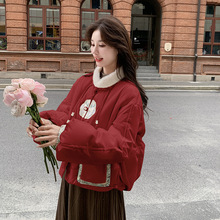 红色新中式轻国风羽绒服女冬季2025新款高级感90白鸭绒盘扣外套