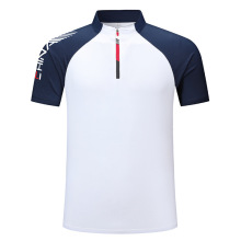 男士上衣立领夏季款短袖拼色透气2025冰丝宽松休闲新款训练服运动