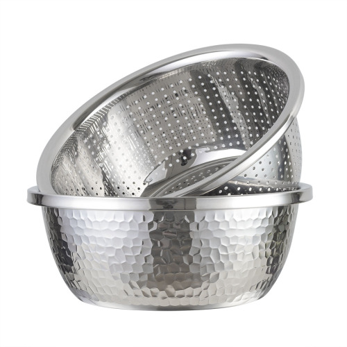 304 stainless steel soup pot for home use, vegetable washing pot, kitchen, dough mixing, wholesale seasoning jar, rice washing sieve, egg beating pot, draining basket