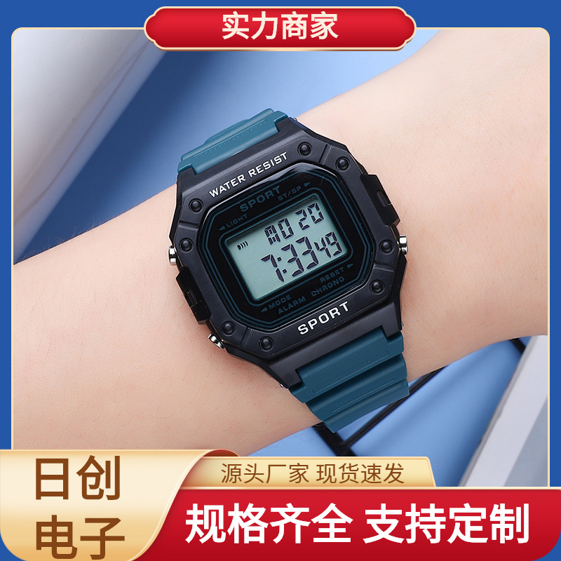Foreign trade popular electronic watch life waterproof monochrome light sports watch trendy square small square watch student gift