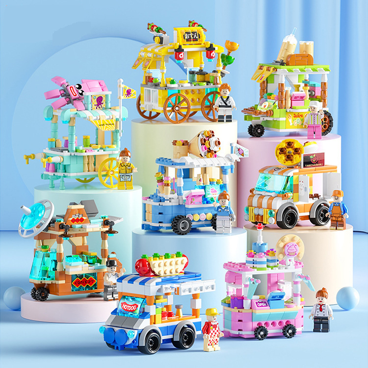 Street View Snack Street Small Particles Tall Building Blocks Wholesale Boxed Children's Educational Assembling Toys Small Gifts for Boys and Girls
