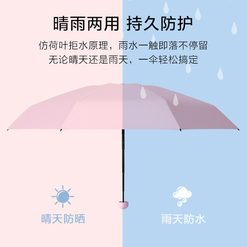 Mini parasol, anti-UV sun umbrella, folding sun umbrella, women's sunny umbrella, wholesale custom vinyl five-fold umbrella