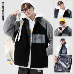 都会の男性服 | インスタ映えするゆったりとしたカジュアルで爽やかなリバーシブルラムウールジャケット（メンズ）